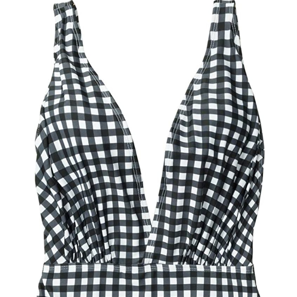 Cupshe Black and White Gingham One-Piece Swimsuit